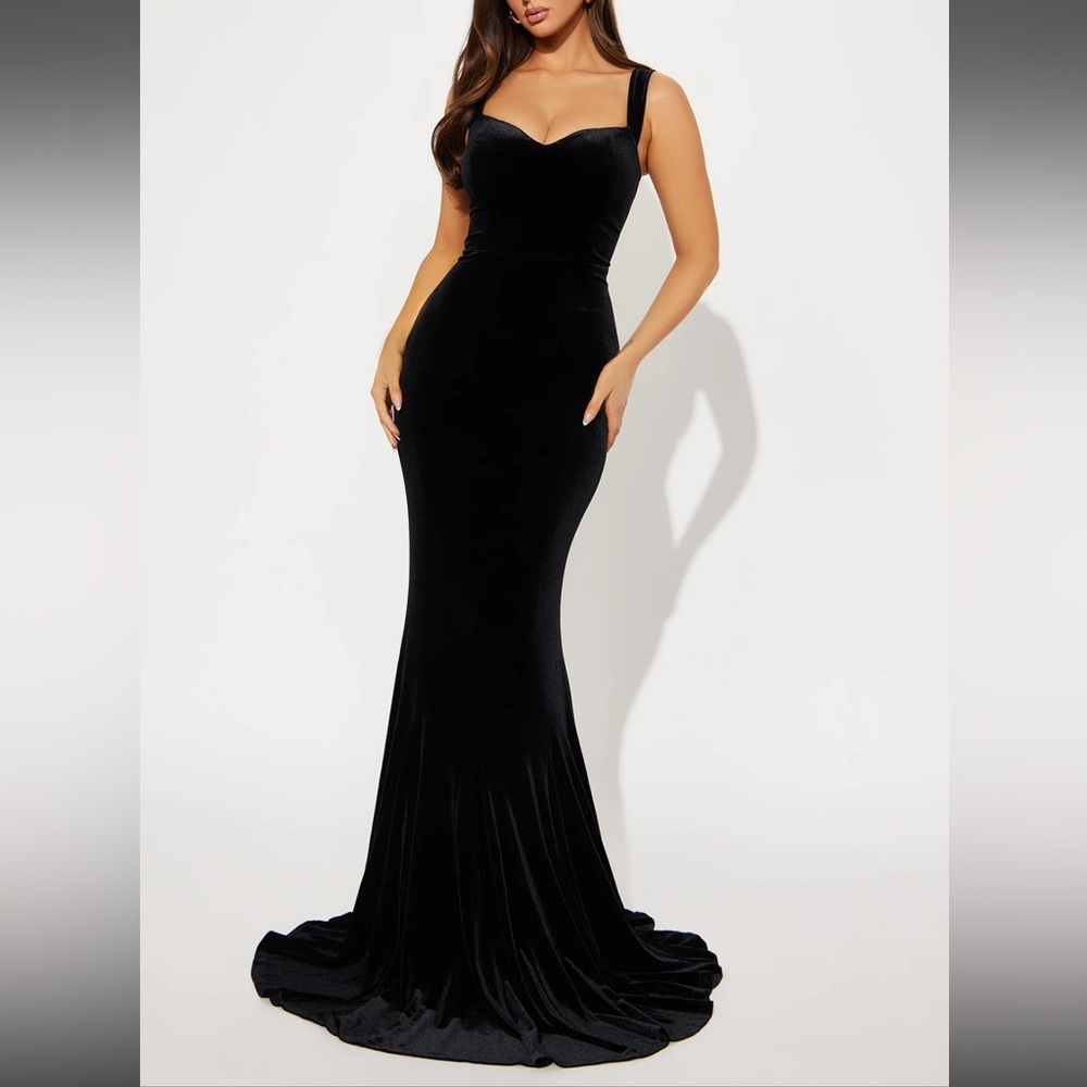 Black velvet maxi gown
